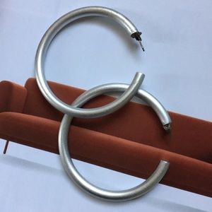 Pair of 90s matte silver hoops vintage VGUC very light vintage